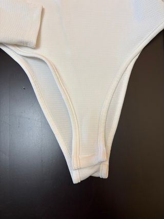 Body manga larga escote cuadrado blanco XS