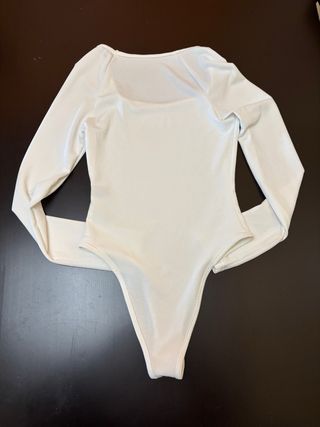 Body manga larga escote cuadrado blanco XS