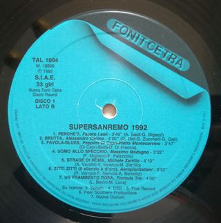 Supersanremo 1992 2 LP 12" 33 RPM Compilation