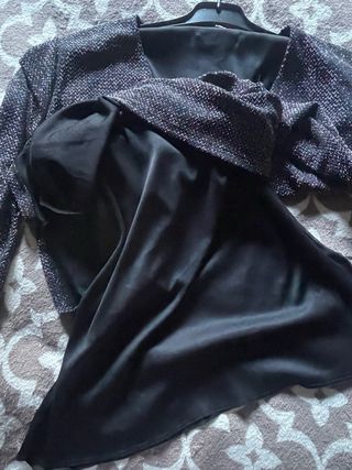 Vestido fiesta negro con brillos