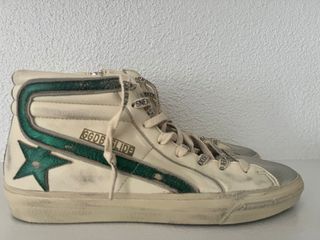 Golden Goose Slide Beige con Estrella Verde