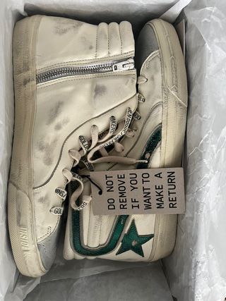 Golden Goose Slide Beige con Estrella Verde