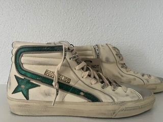 Golden Goose Slide Beige con Estrella Verde