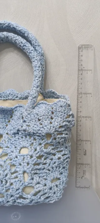 Bolso tejido a mano azul