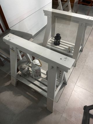 Mesa comedor estudio cristal y madera