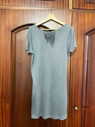 Túnica mocho cinza com estampa de coruja