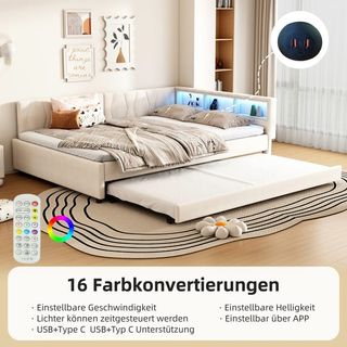 Cama nido 140x200 + 90x190 LED y USB-C