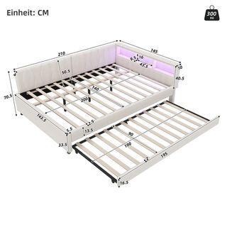 Cama nido 140x200 + 90x190 LED y USB-C
