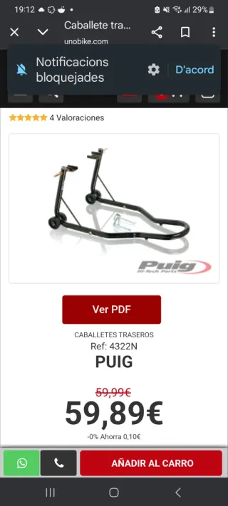 Caballete moto nuevo sin usar