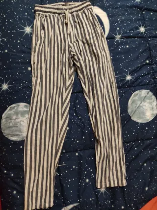 Pantaloni Uomo Estivi Righe Blu/Bianco TG S