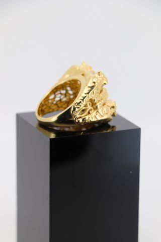 Anillo 18K 4 Panteras Piedra Blanca Hueco