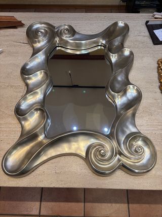 Espejo Marco Plata Diseño Ondulado