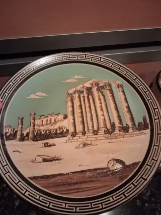 Conjunto plaro y Jarrón Griego antiguo vintage