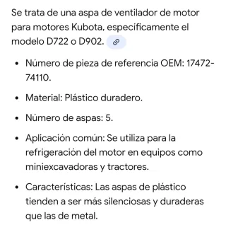 Aspa ventilador excavadora nueva