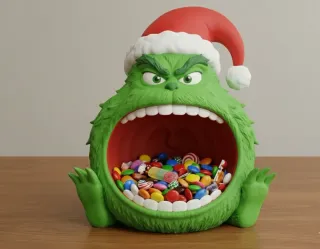 Figura Grinch Navideña con Caramelos