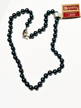 Collar Perlas Majorica Negro y Plata