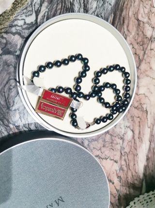 Collar Perlas Majorica Negro y Plata