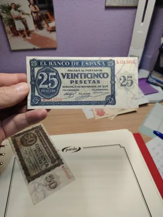 Fascimil 50 y 25 pesetas 1936