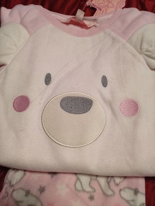 Pijama Niña 7-8 Años Rosa Blanco Oso Nuevo