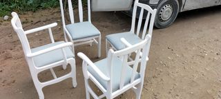 Juego de 4 sillas de madera blancas