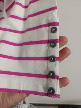 Camiseta Rayas Rosas y Blancas Manga 3/4