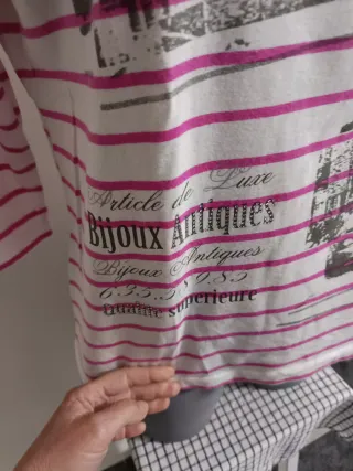 Camiseta Rayas Rosas y Blancas Manga 3/4