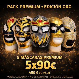 Máscaras de Lucha Libre Doradas y Rojas