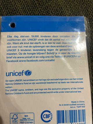 Pulsera Paz UNICEF trenzada nueva a estrenar