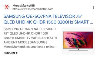 Televisor Samsung 75 Pantalla Rota