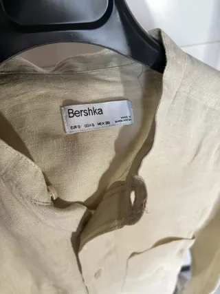 Camisa Bershka Lino Beige