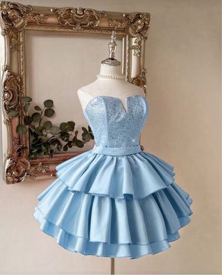 Vestido azul corto de fiesta