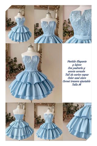 Vestido azul corto de fiesta