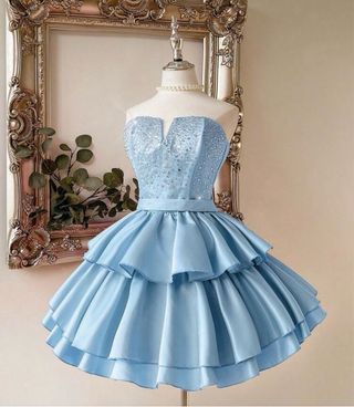 Vestido azul corto de fiesta