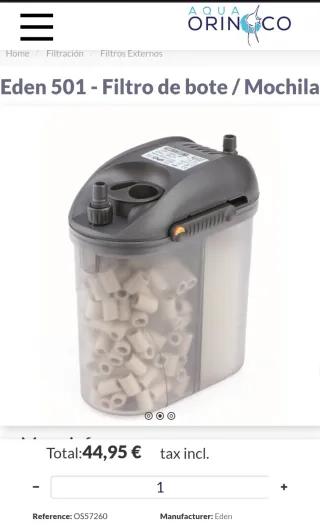 Filtro externo Eden 501 acuario