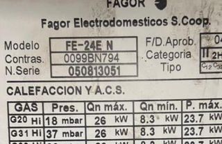 REPUESTOS DE CALDERA FAGOR FE-24E N