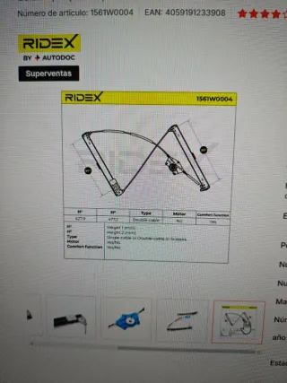 Mecanismo elevalunas delantero izquierdo Audi