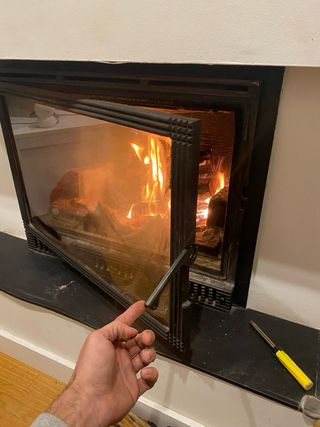 Insertable chimenea cristal y metal