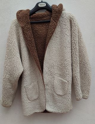 Abrigo/Chaqueta borreguito reversible Beige/Marrón