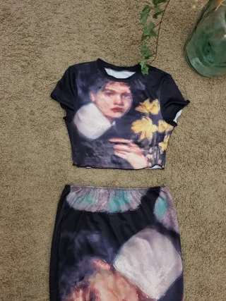 Conjunto dos piezas mujer estampado en licra.