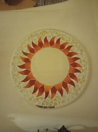 Espejo Sol Artesanal Mosaico pintado a mano
