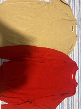Maglione uomo manica lunga beige e rossa XL