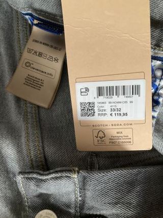 Scotch & Soda Skim. Pantalón vaquero gris. W33 L32