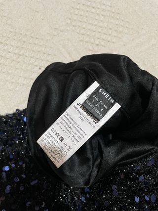 Falda corta lentejuelas azul y negro