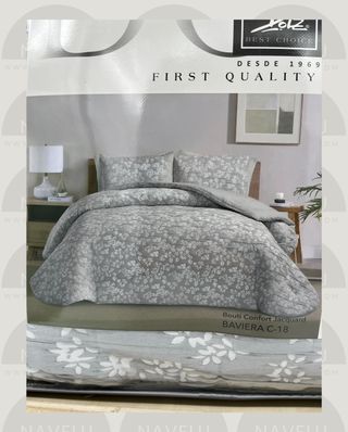 Colcha Jacquard Flores Gris