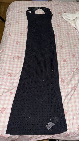 Vestido largo perlas negras noche vieja