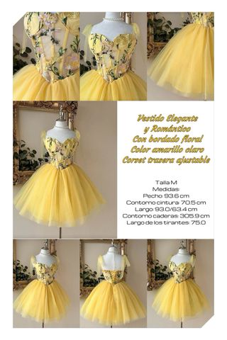 Vestido amarillo con flores bordadas
