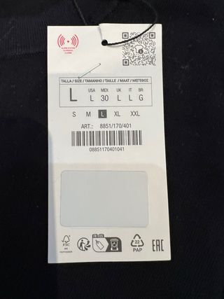 Jersey Zara negro botones manga