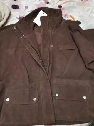 Chaqueta Zara Piel Marrón Nueva Talla M. Piel.