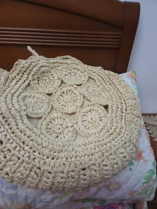 Bolso de rafia redondo para mujer