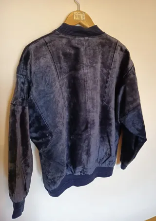 Cazadora Piel Ante Azul